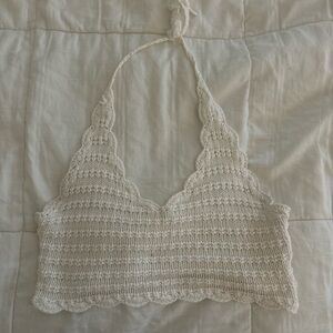 Crochet Halter Top in Cream